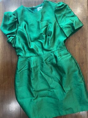 Like new too big - wore 2X belted. Tuckernuck Emerald Green Puff-Sleeve Dress